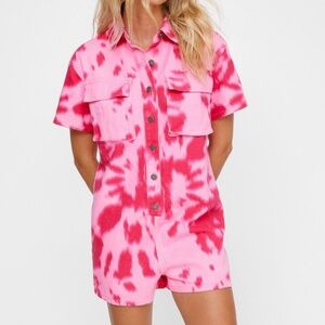 Nasty gal pink jean romper